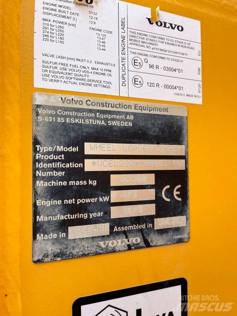 Volvo L220H Kolesové nakladače