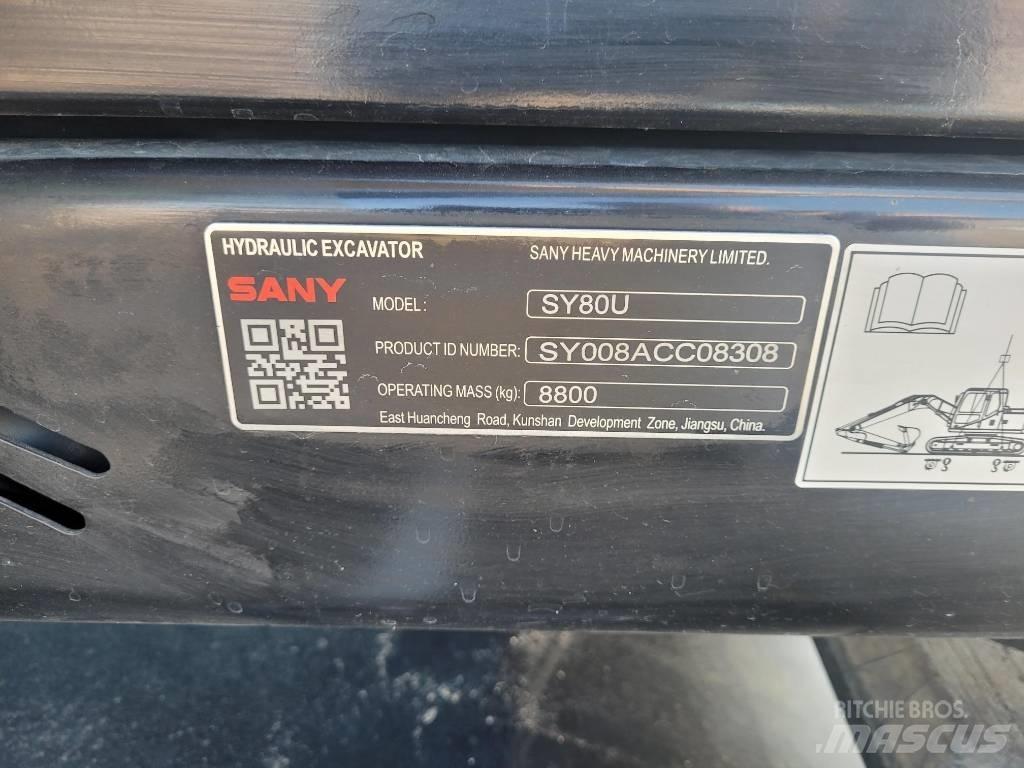 Sany SY80U Pásové rýpadlá
