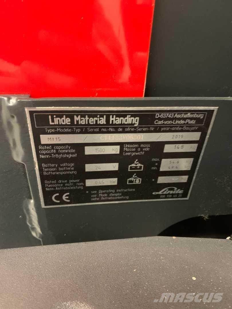 Linde MT15 Ručne vedené vysokozdvižné vozíky