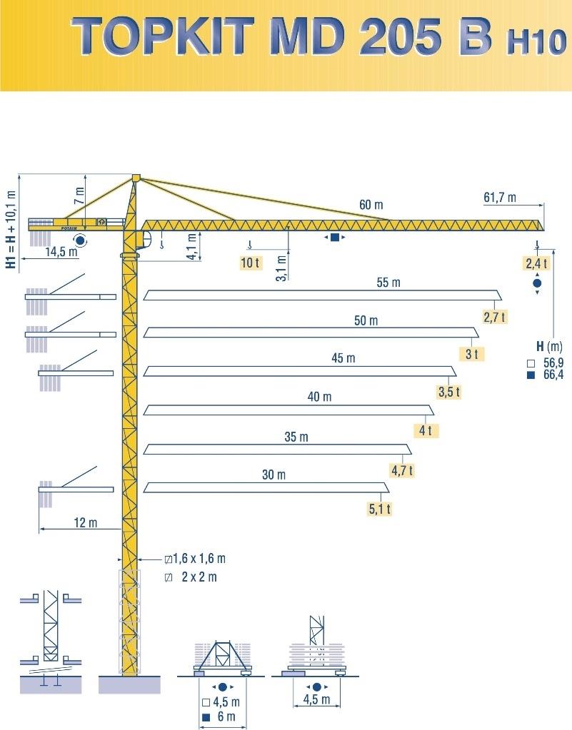 Potain MD 205 B H10 Stavebné žeriavy