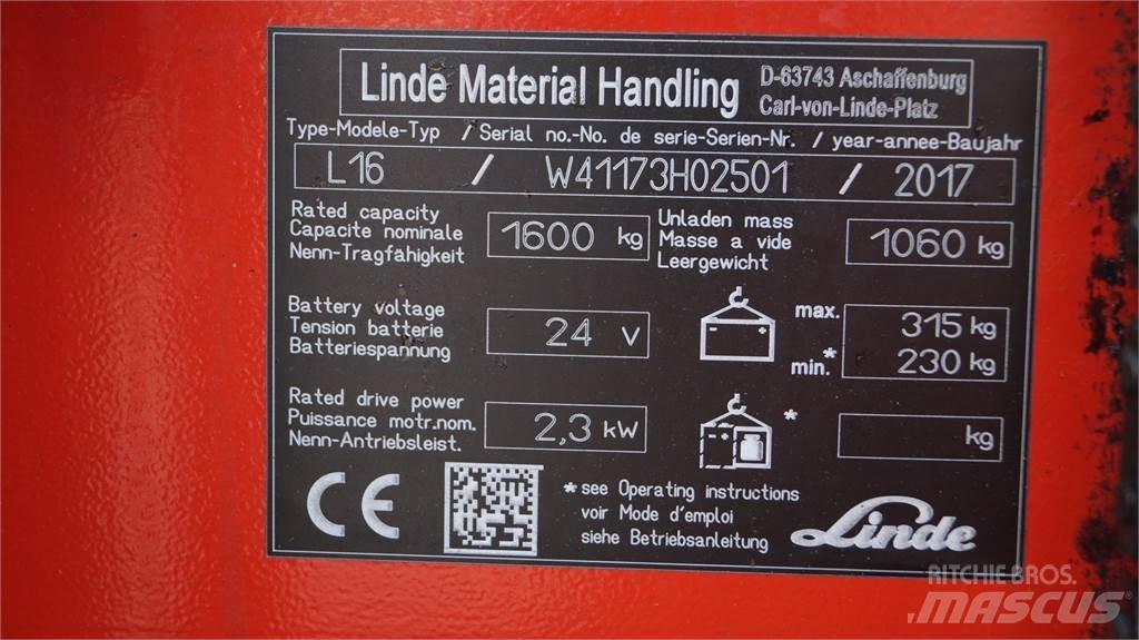 Linde L16i Ručne vedené vysokozdvižné vozíky