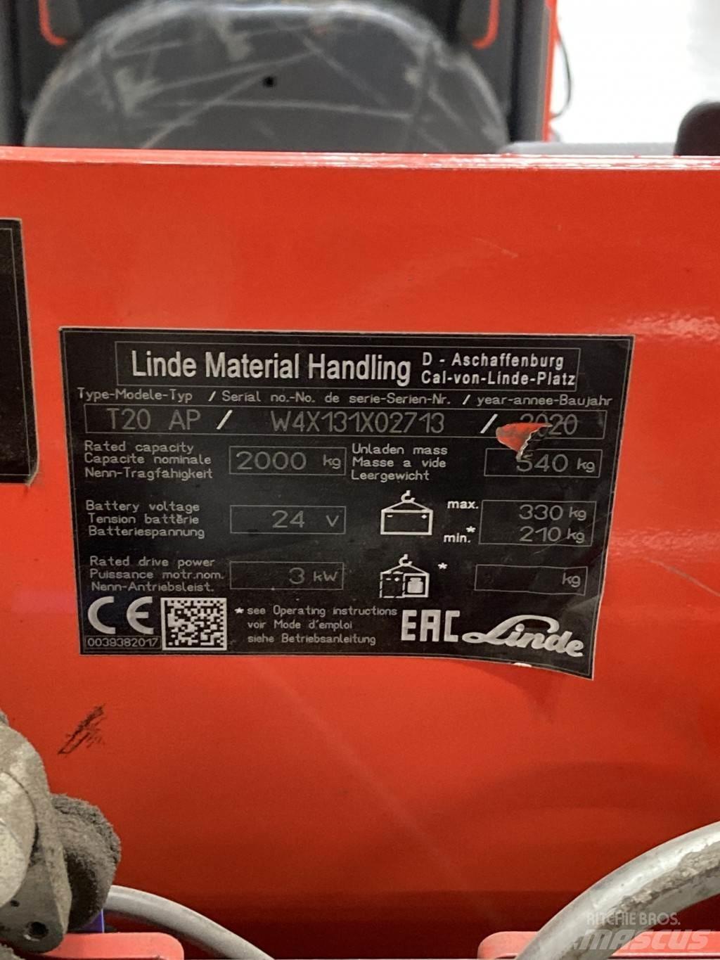 Linde T20AP kurz Nízkozdvižný vozík