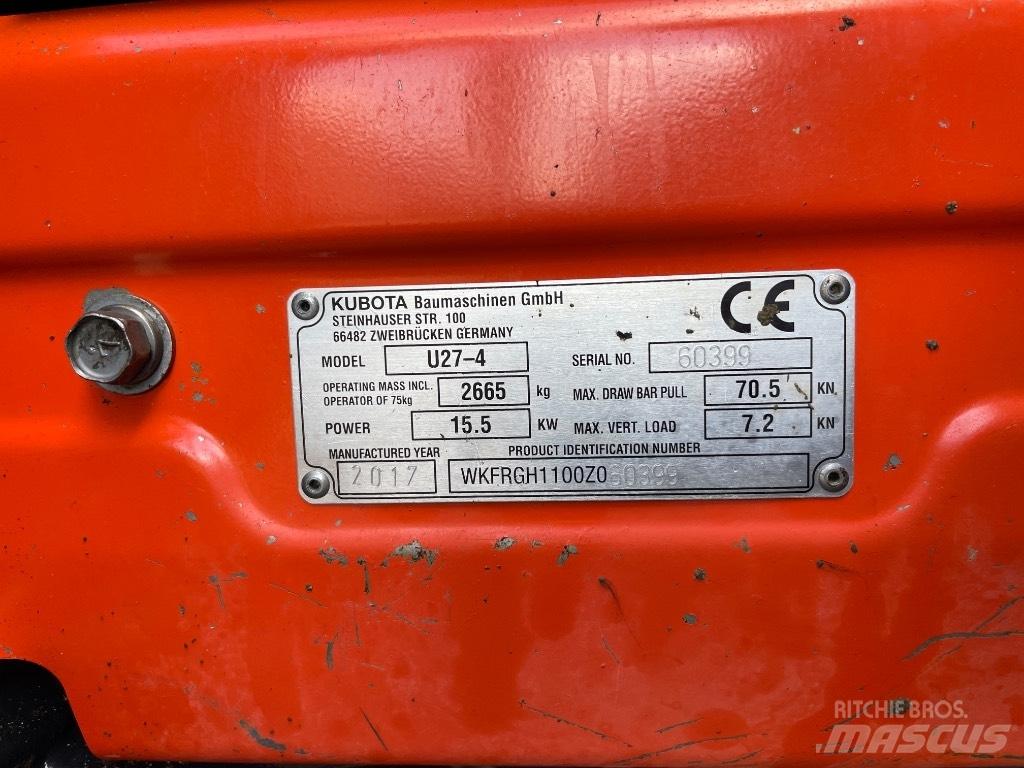 Kubota U 27-4 Mini rýpadlá < 7t