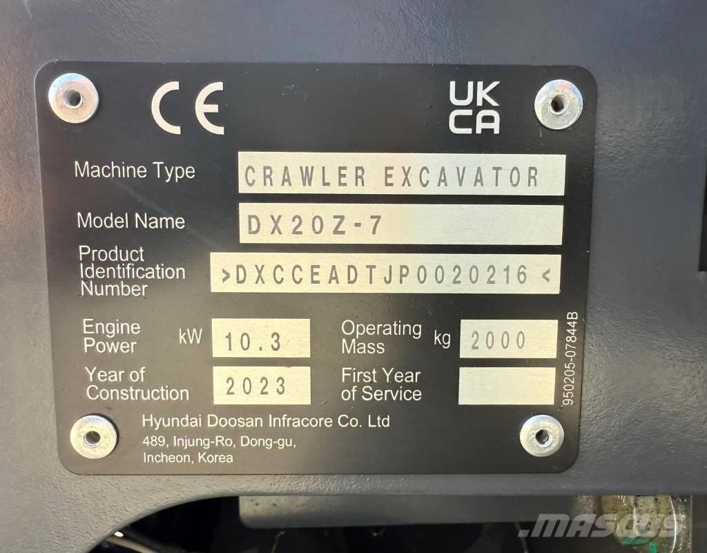 Doosan DX 20 Z-7 Mini rýpadlá < 7t