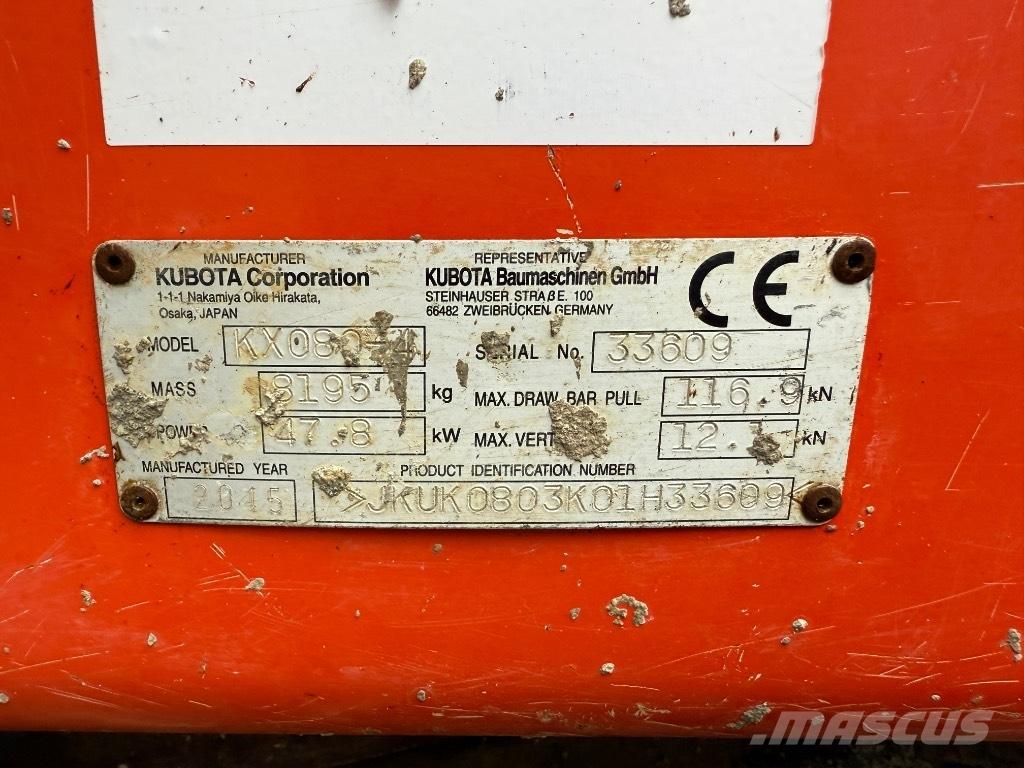 Kubota KX 080-4 Midi rýpadlá 7 t - 12 t