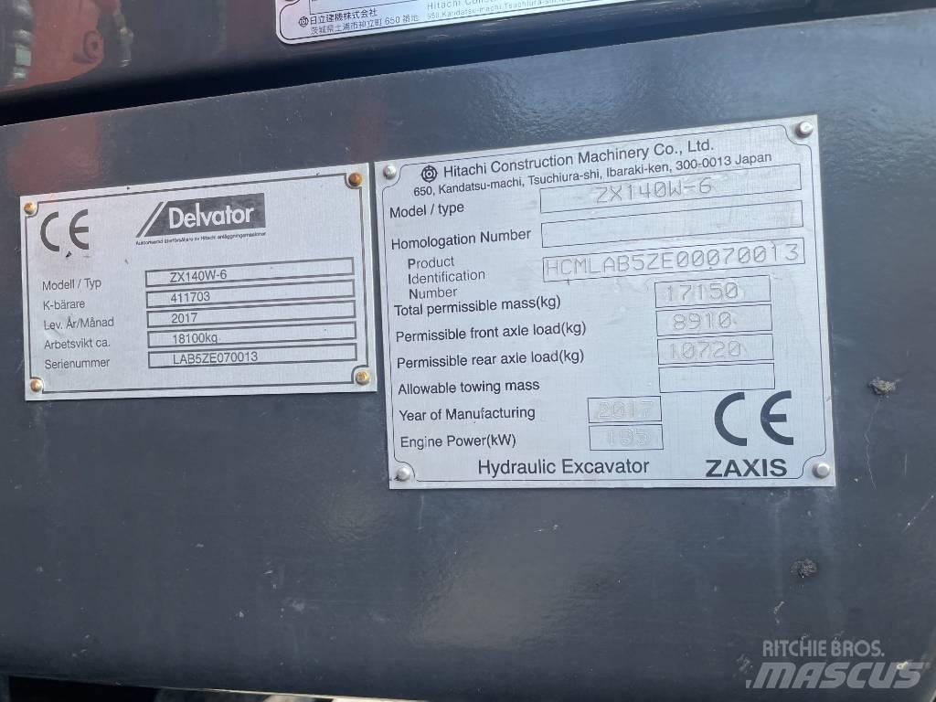 Hitachi ZX 140 W-6 Kolesové rýpadlá