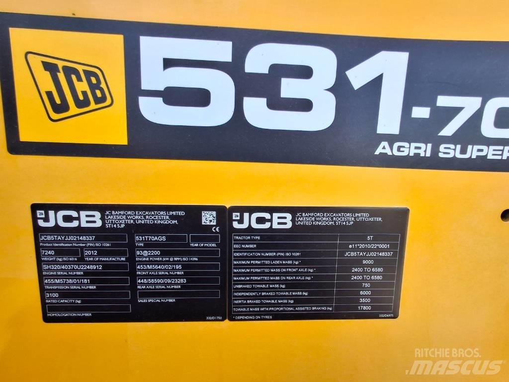 JCB 531-70 Teleskopické nakladače pre poľnohospodárstvo