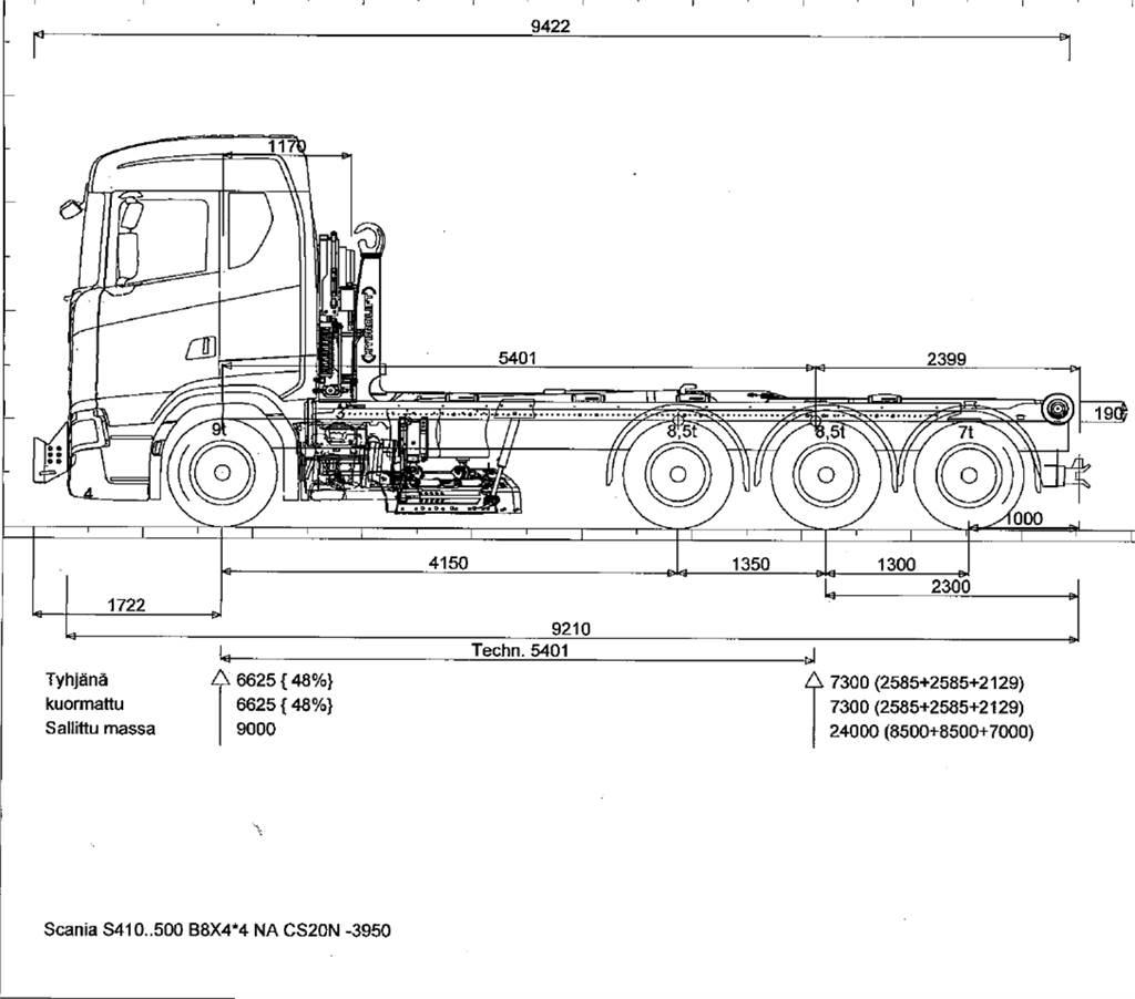 Scania R590 8x4 Hákový nosič kontajnerov
