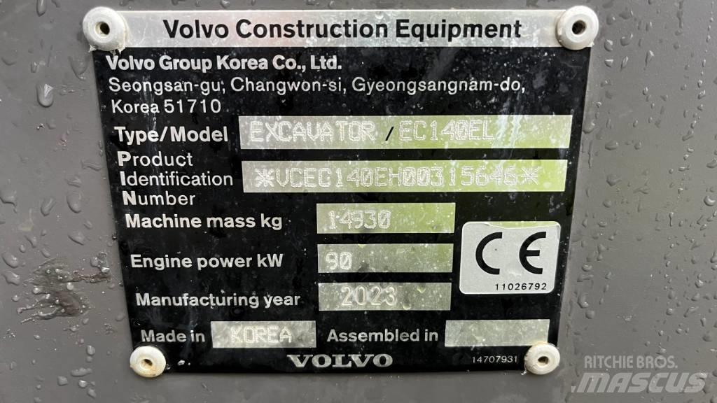 Volvo EC140EL Pásové rýpadlá