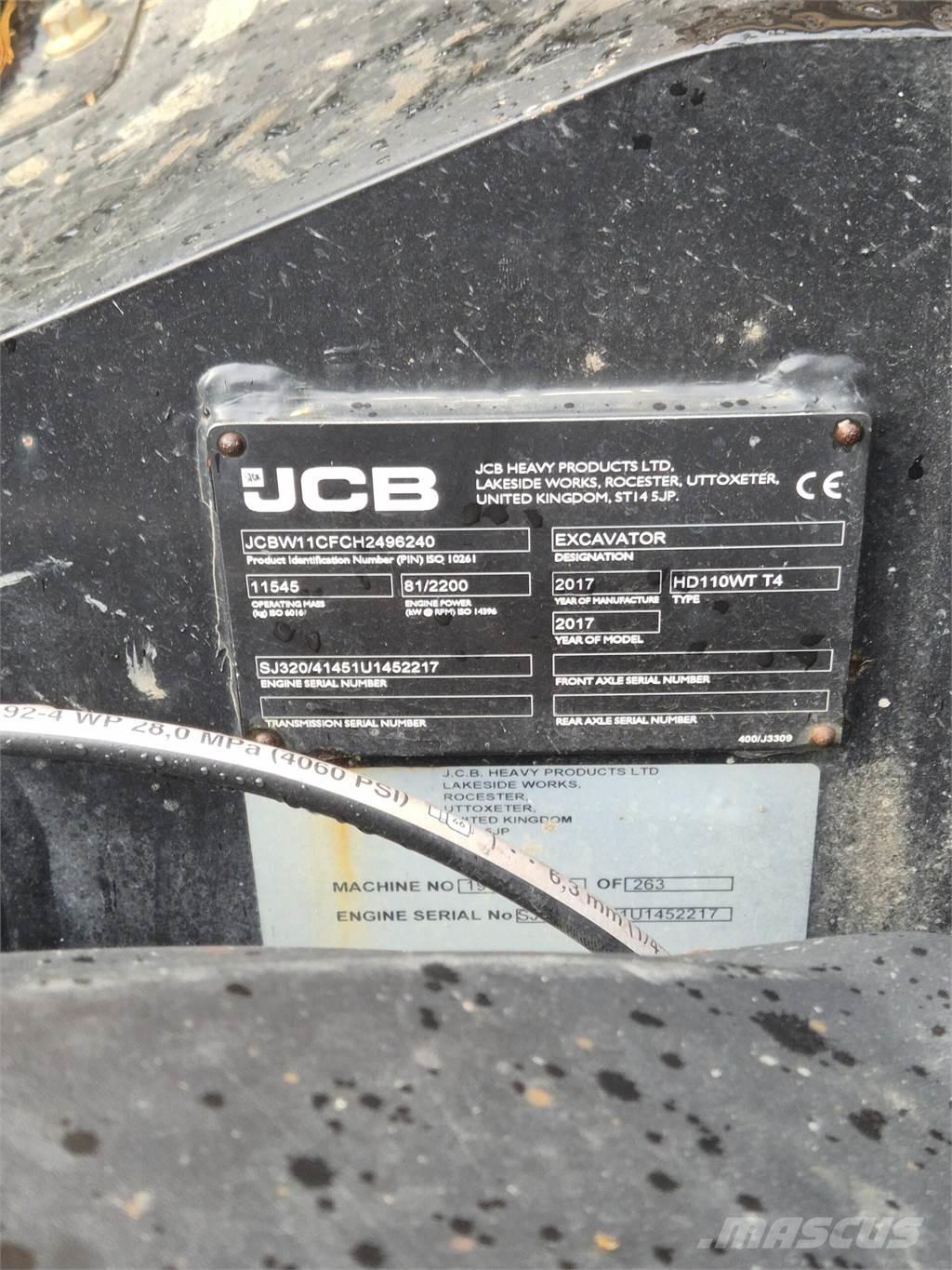 JCB 110W Hydradig Kolesové rýpadlá