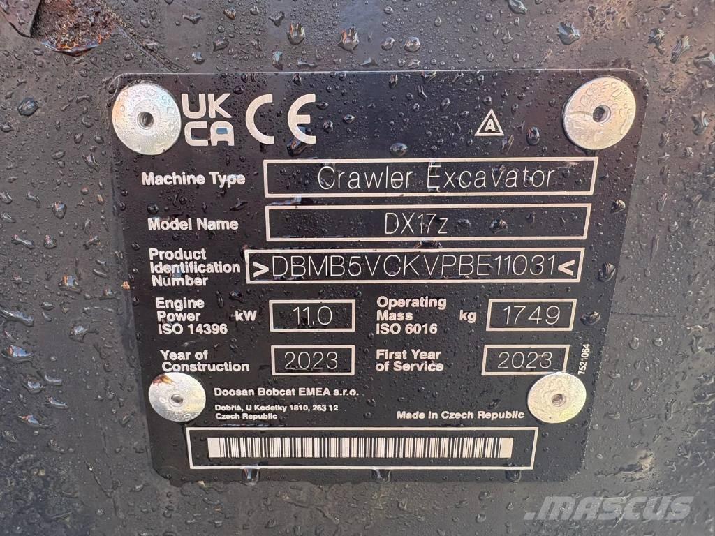 Doosan DX 17 Mini rýpadlá < 7t