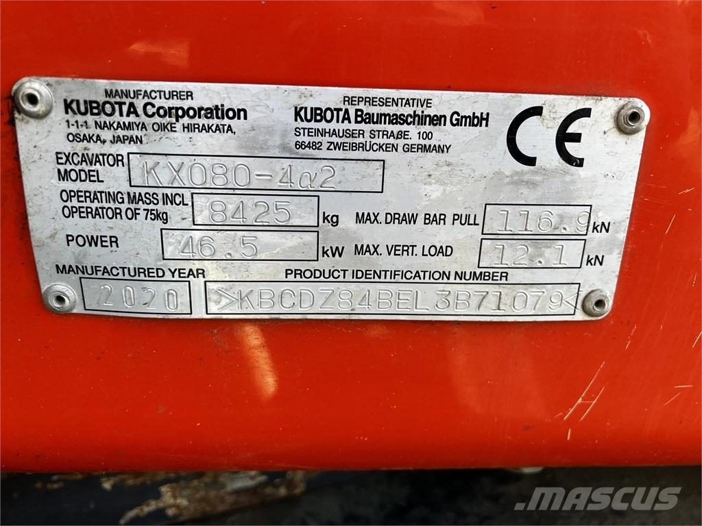 Kubota KX 080-4 A2 Midi rýpadlá 7 t - 12 t