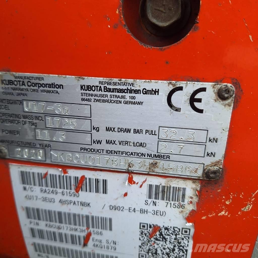Kubota U 17-3 Mini rýpadlá < 7t