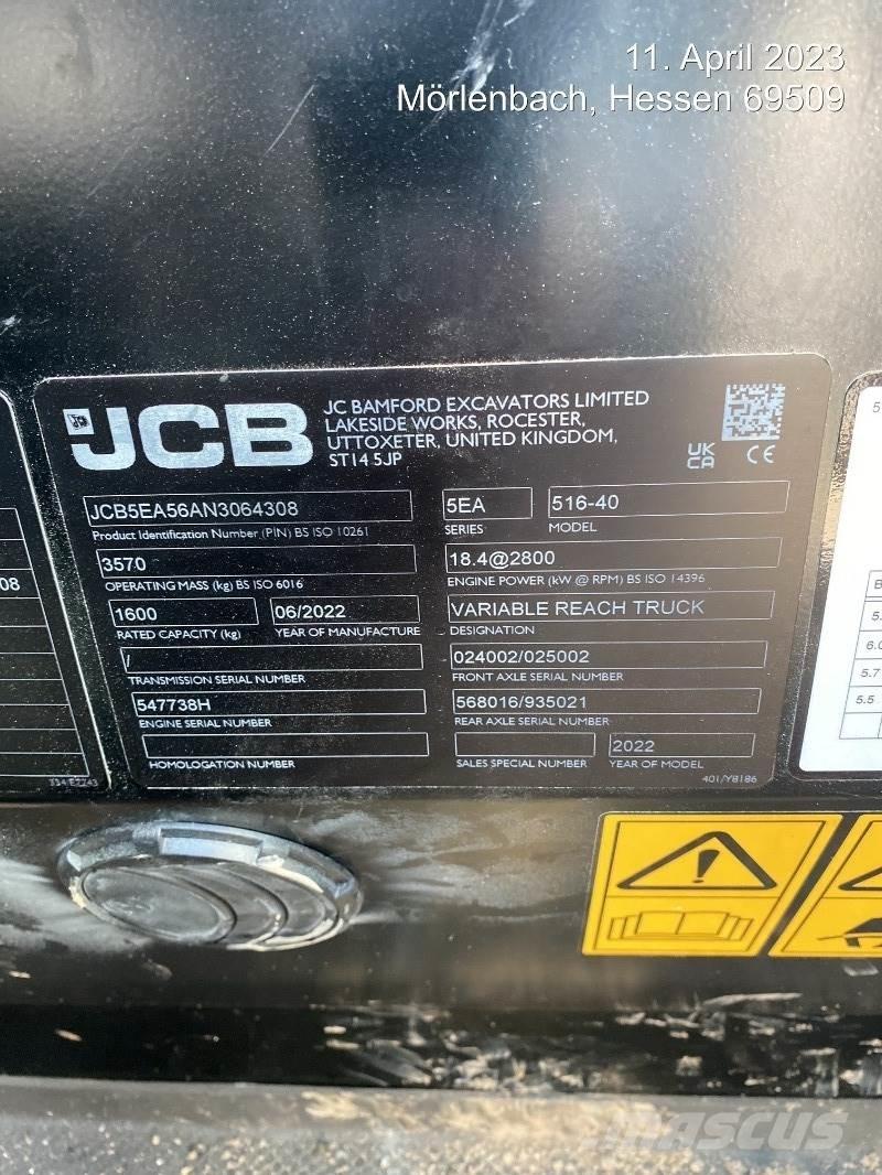 JCB 516-40 Teleskopické manipulátory