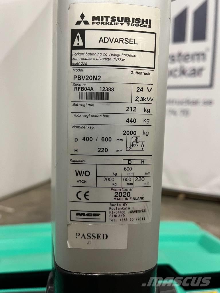 Mitsubishi PBV20N2 Ručne vedené vysokozdvižné vozíky