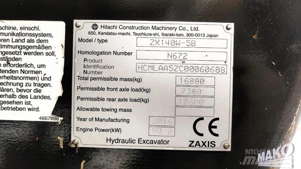 Hitachi ZX 140 W-5 Kolesové rýpadlá