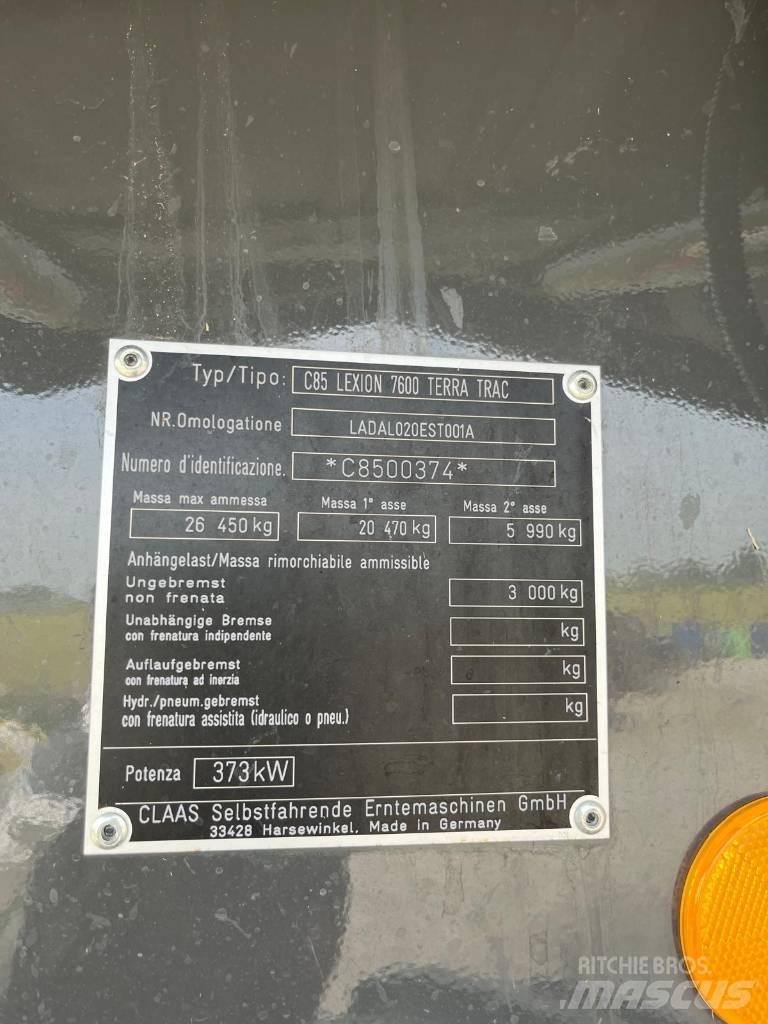 CLAAS LEXION 7600 TT Kombinované zberacie stroje