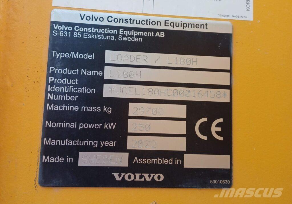 Volvo L180H Kolesové nakladače