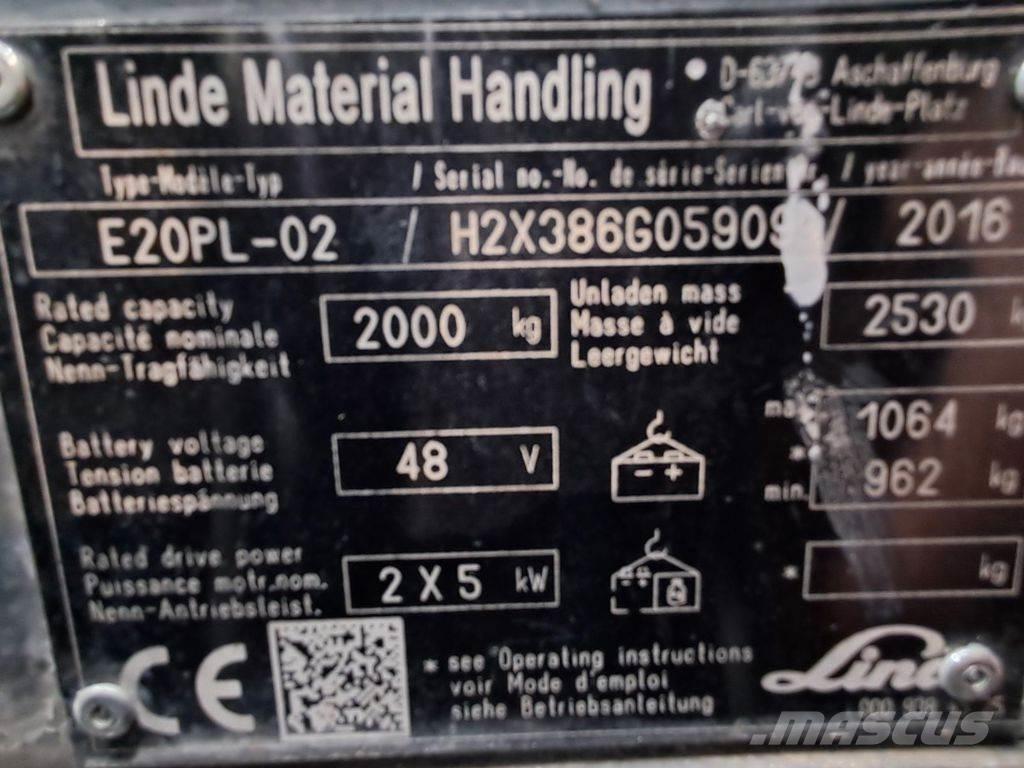 Linde E20PL-02 Akumulátorové vozíky