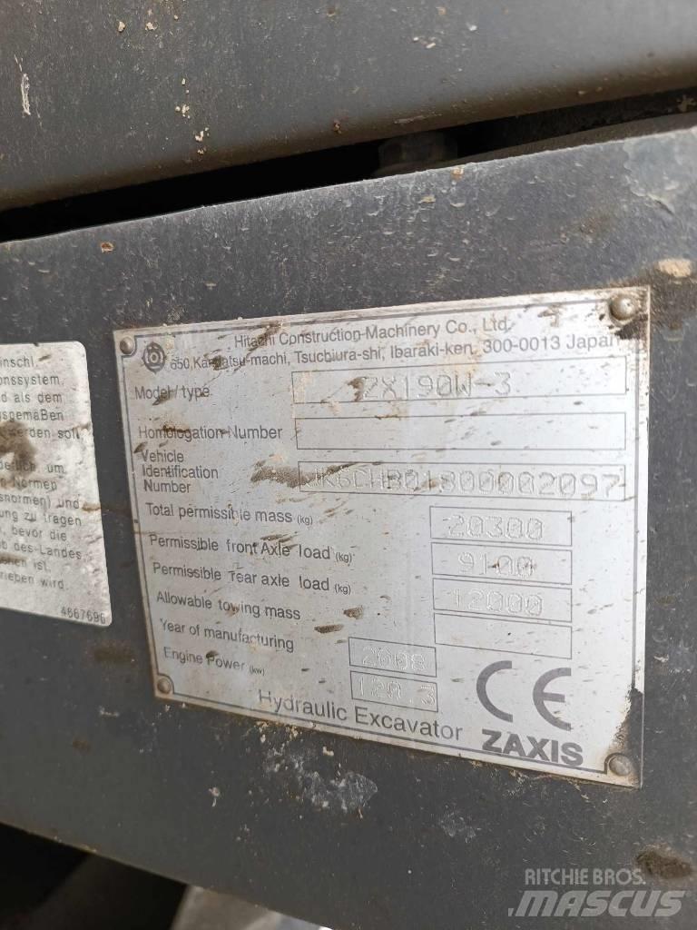 Hitachi ZX 190 W-3 Kolesové rýpadlá