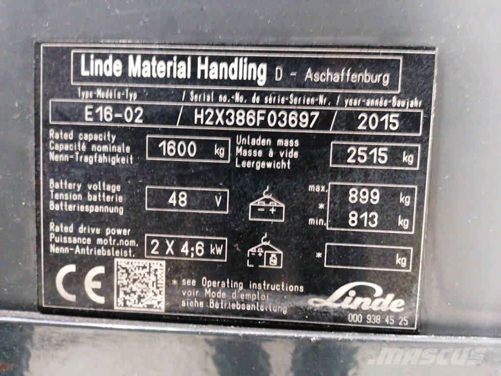 Linde E16-02 Akumulátorové vozíky