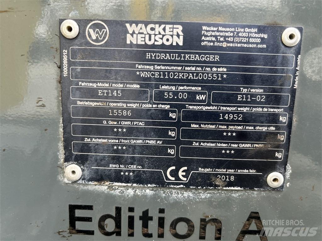 Wacker Neuson ET 145 Pásové rýpadlá