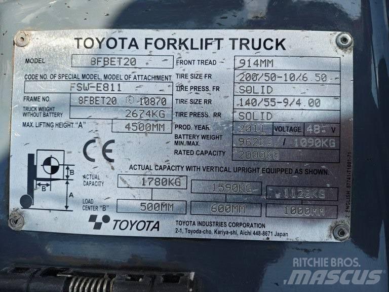 Toyota 8 FBET 20 Akumulátorové vozíky