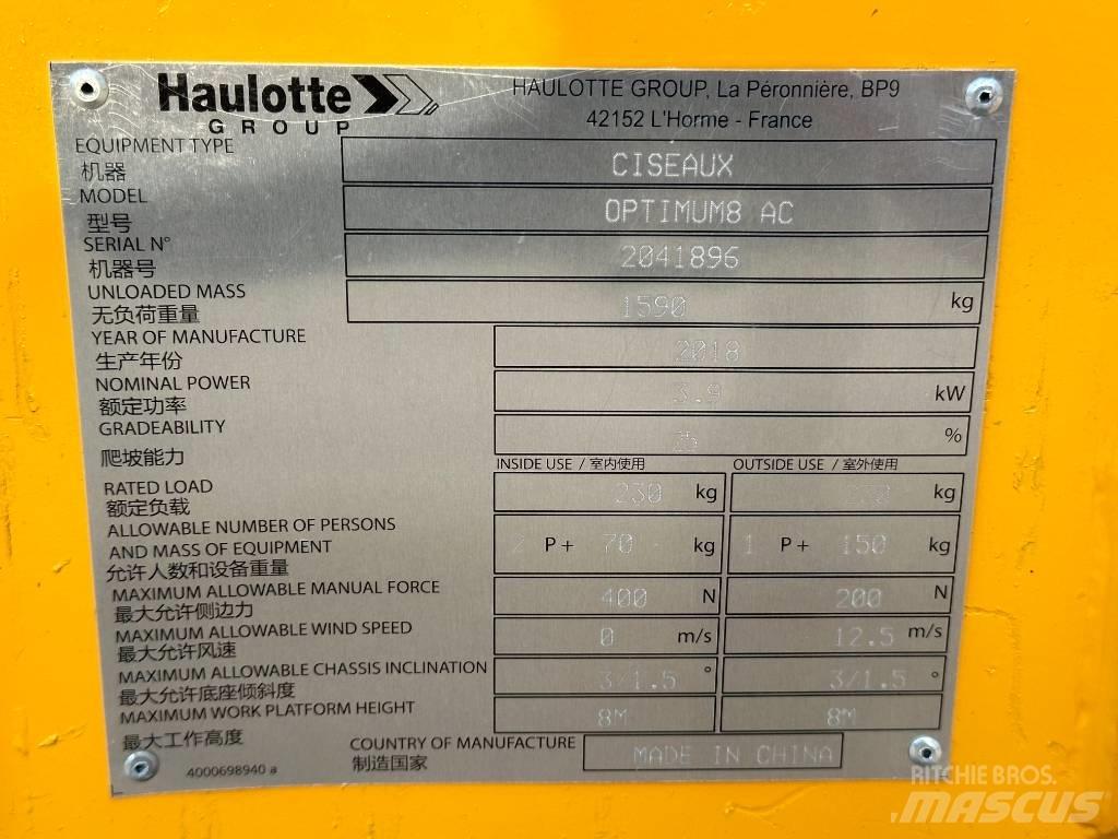 Haulotte OPTIMUM 8 Nožnicové zdvíhacie plošiny