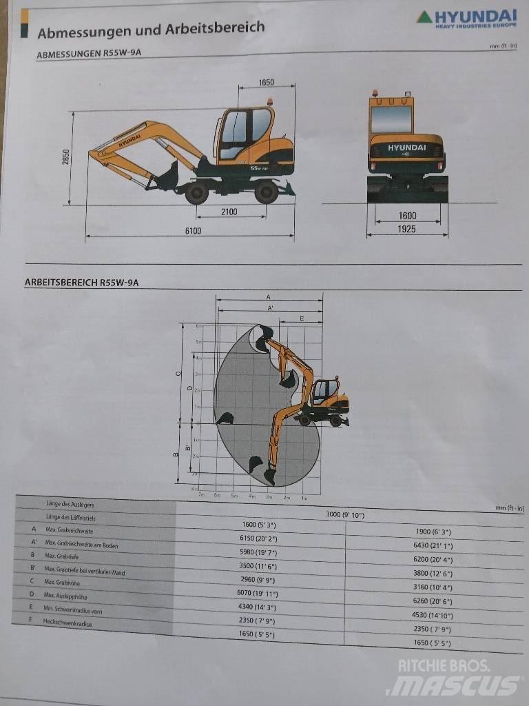 Hyundai 55W-9 Kolesové rýpadlá