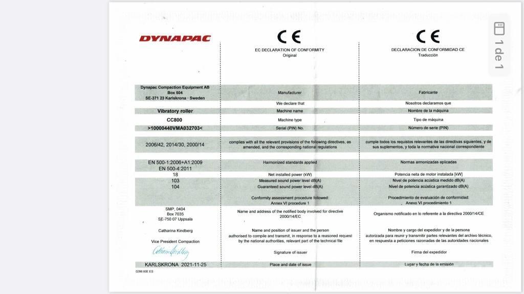 Dynapac CC 800 Plus Tandemové valce