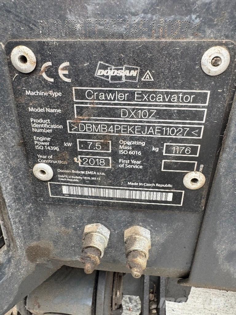 Doosan DX 10 Z Mini rýpadlá < 7t