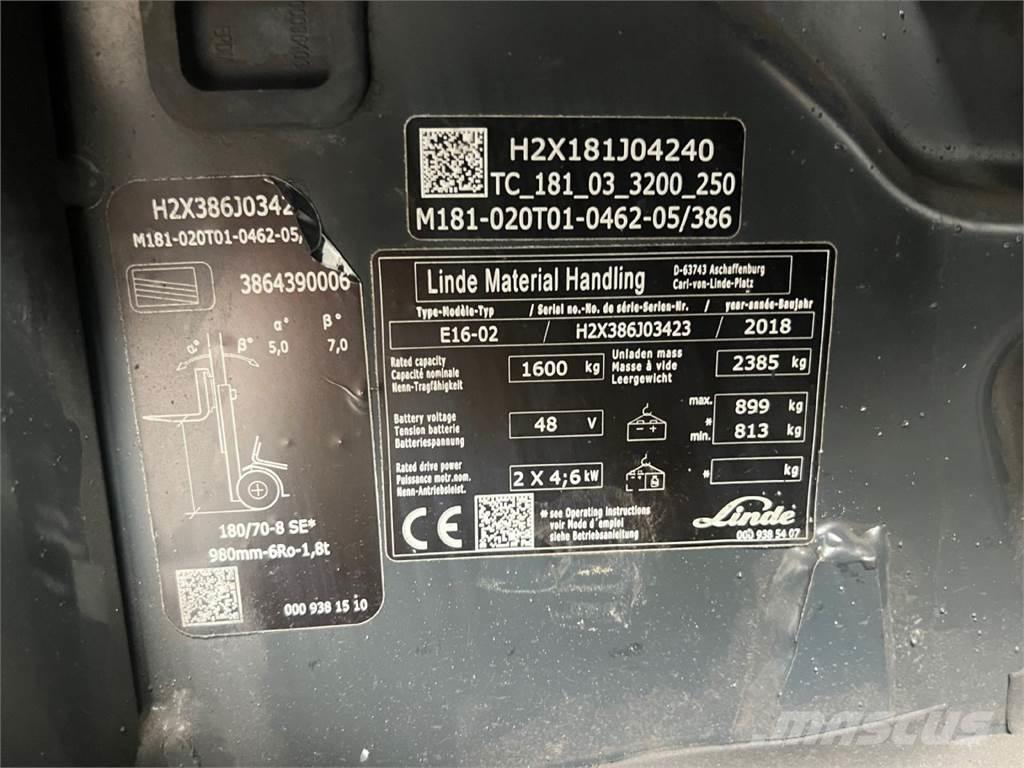 Linde E16 Akumulátorové vozíky