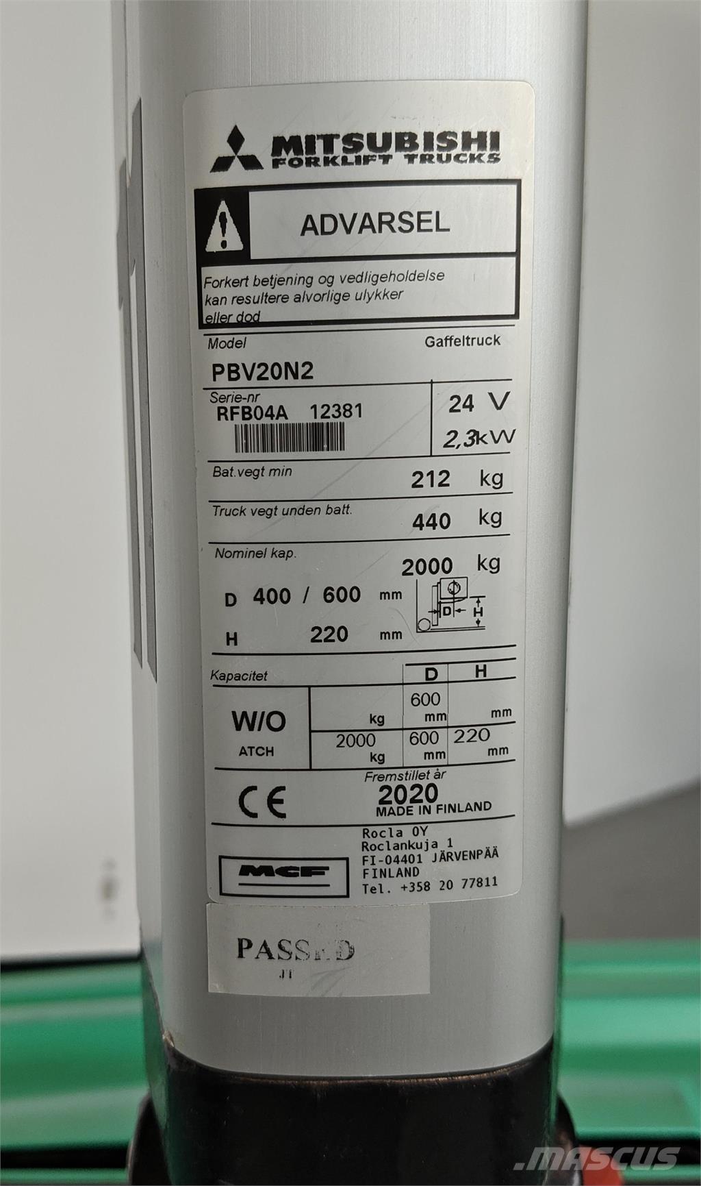 Mitsubishi PBV20N2 Vozíky s plošinou pre náklad