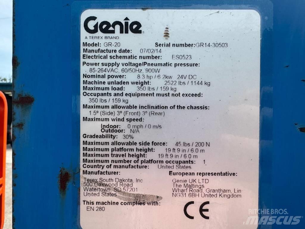 Genie GR 20 Vertikálne stĺpové výťahy