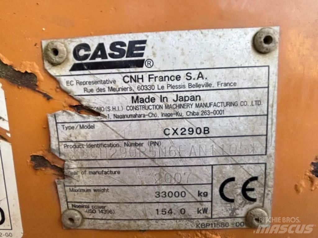 CASE CX290B Pásové rýpadlá