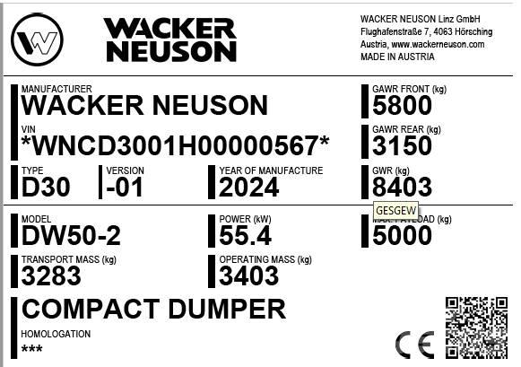 Wacker Neuson DW50-2 Stavebné sklápače