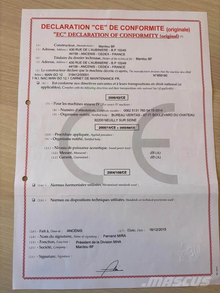 Manitou Man'Go 12 Kĺbové plošiny