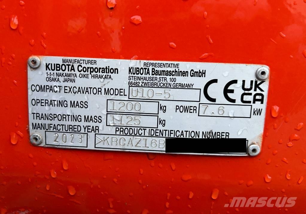 Kubota U 10-5 Mini rýpadlá < 7t