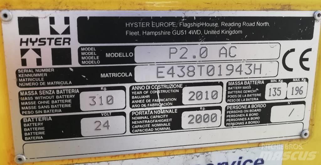 Hyster P2.0 Nízkozdvižný vozík
