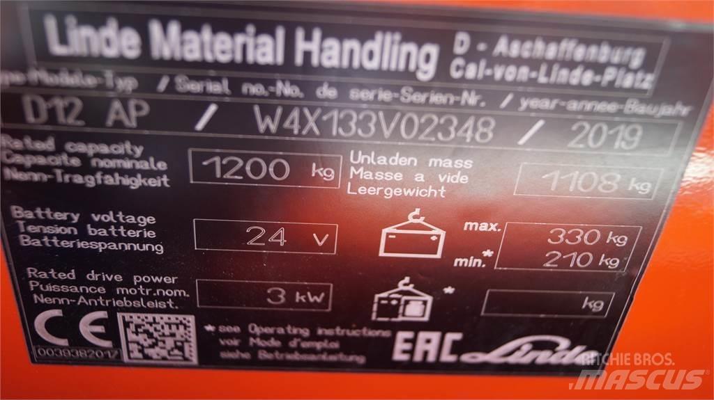 Linde D12AP Ručne vedené vysokozdvižné vozíky