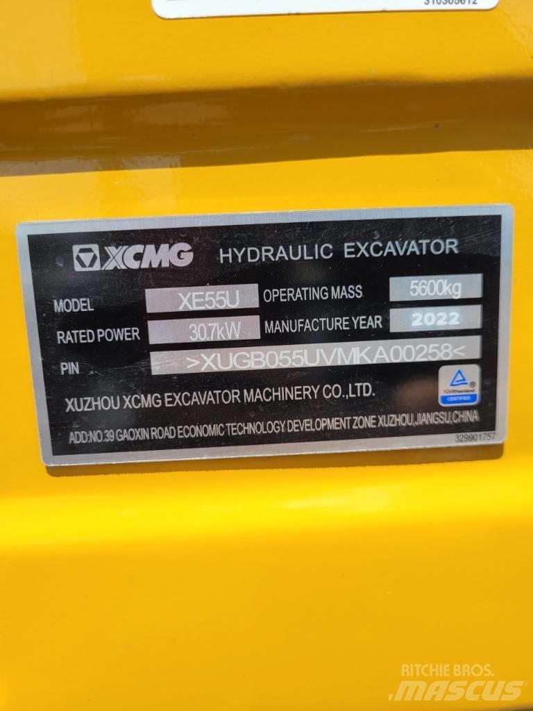 XCMG XE55 U Mini rýpadlá < 7t