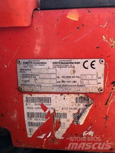 Kubota K 008-5 Mini rýpadlá < 7t