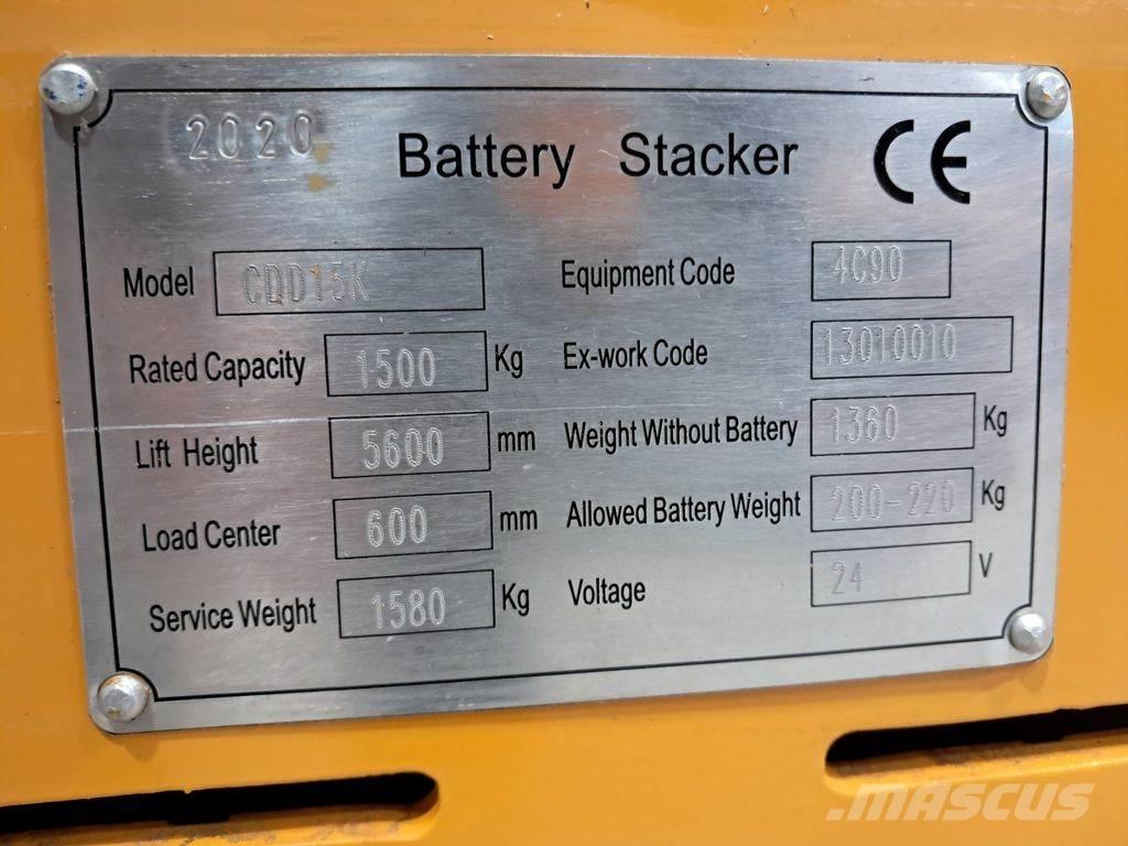  stapelaar CDD15K Ručne vedené vysokozdvižné vozíky