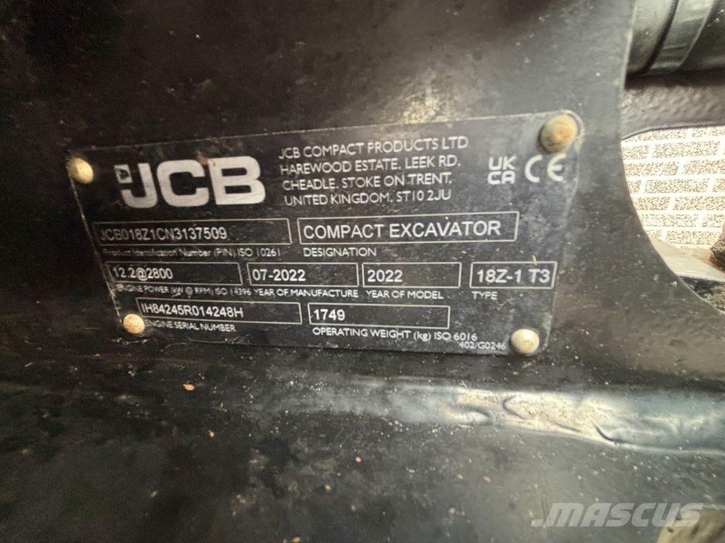 JCB 18Z Mini rýpadlá < 7t