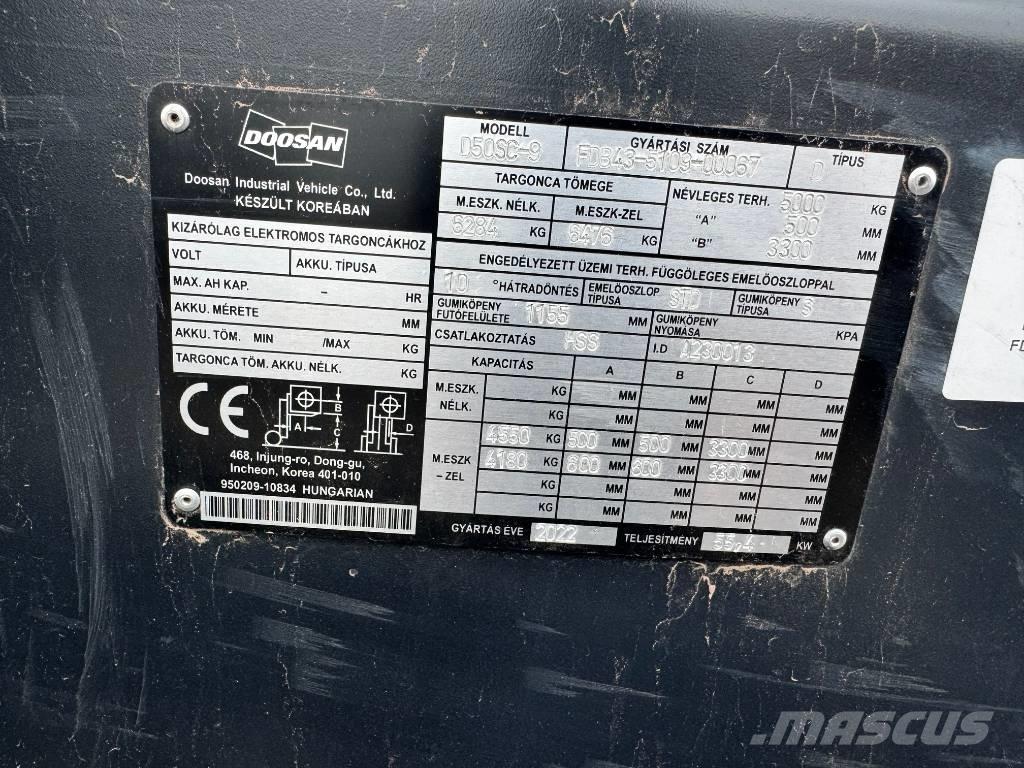 Doosan D 50,  130üó!!! 5t Dieselové vozíky