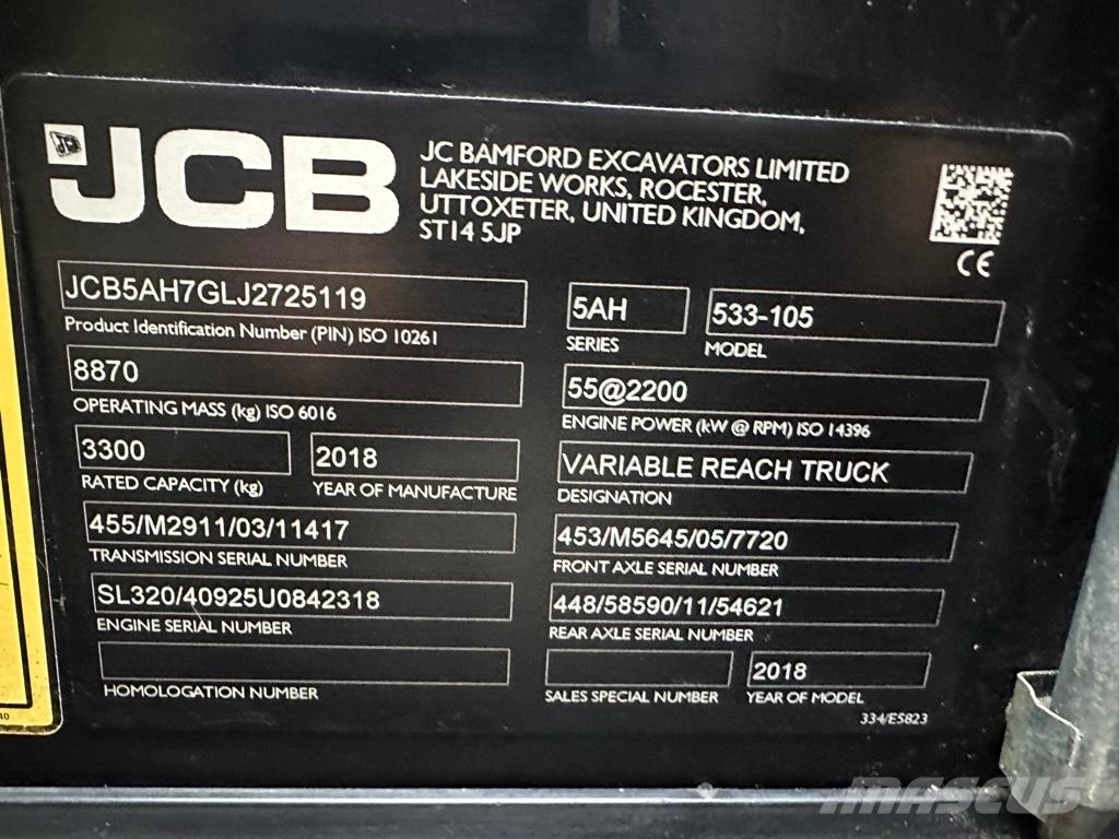 JCB 533-105 Teleskopické manipulátory