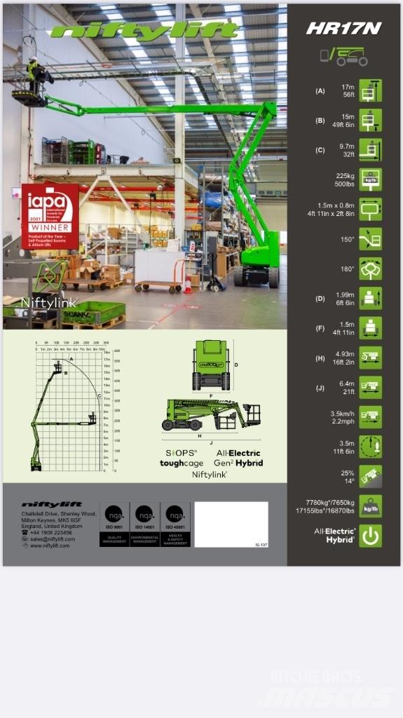 Niftylift HR 17NE Kĺbové plošiny