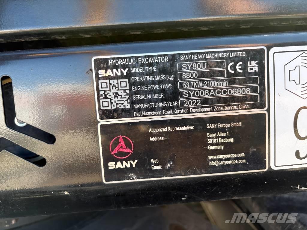 Sany SY 80 U Midi rýpadlá 7 t - 12 t