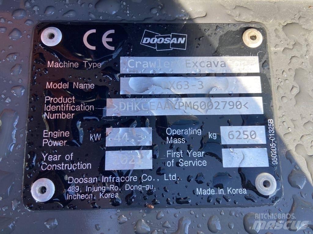Doosan DX63-3 Pásové rýpadlá