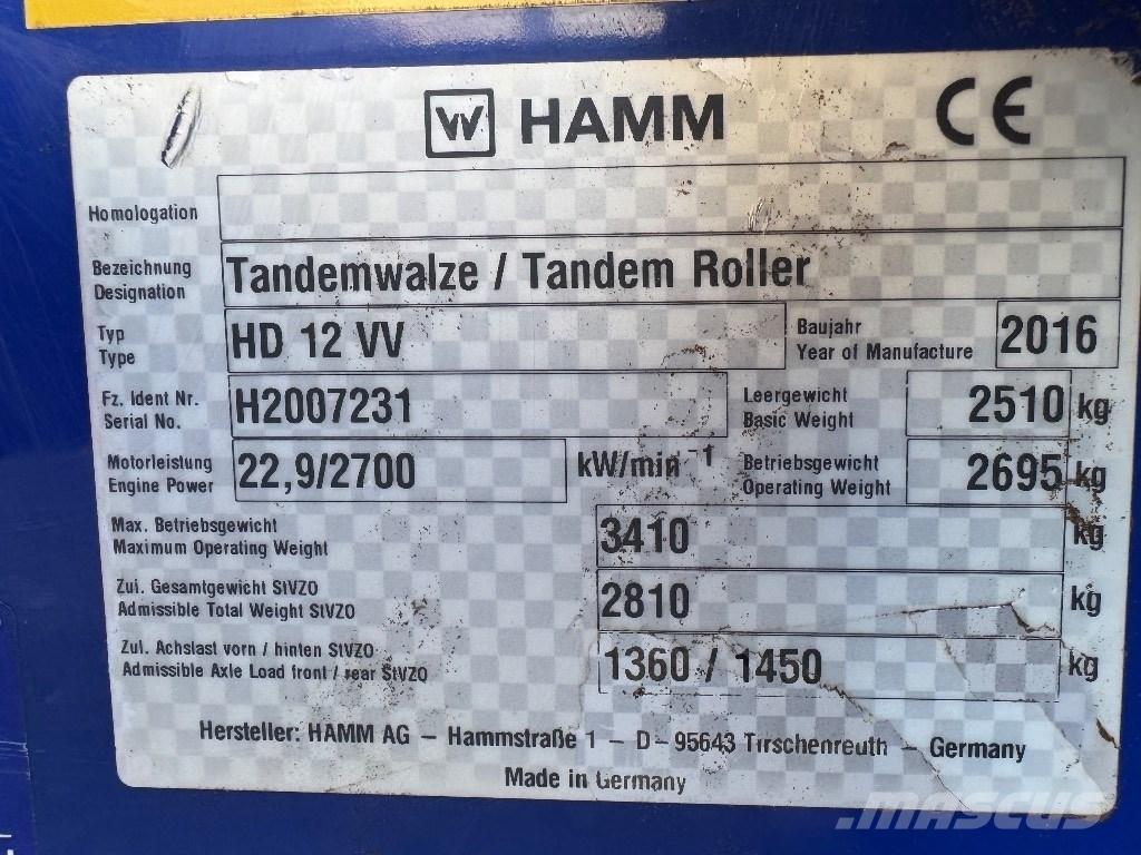 Hamm HD 12 VV Tandemové valce